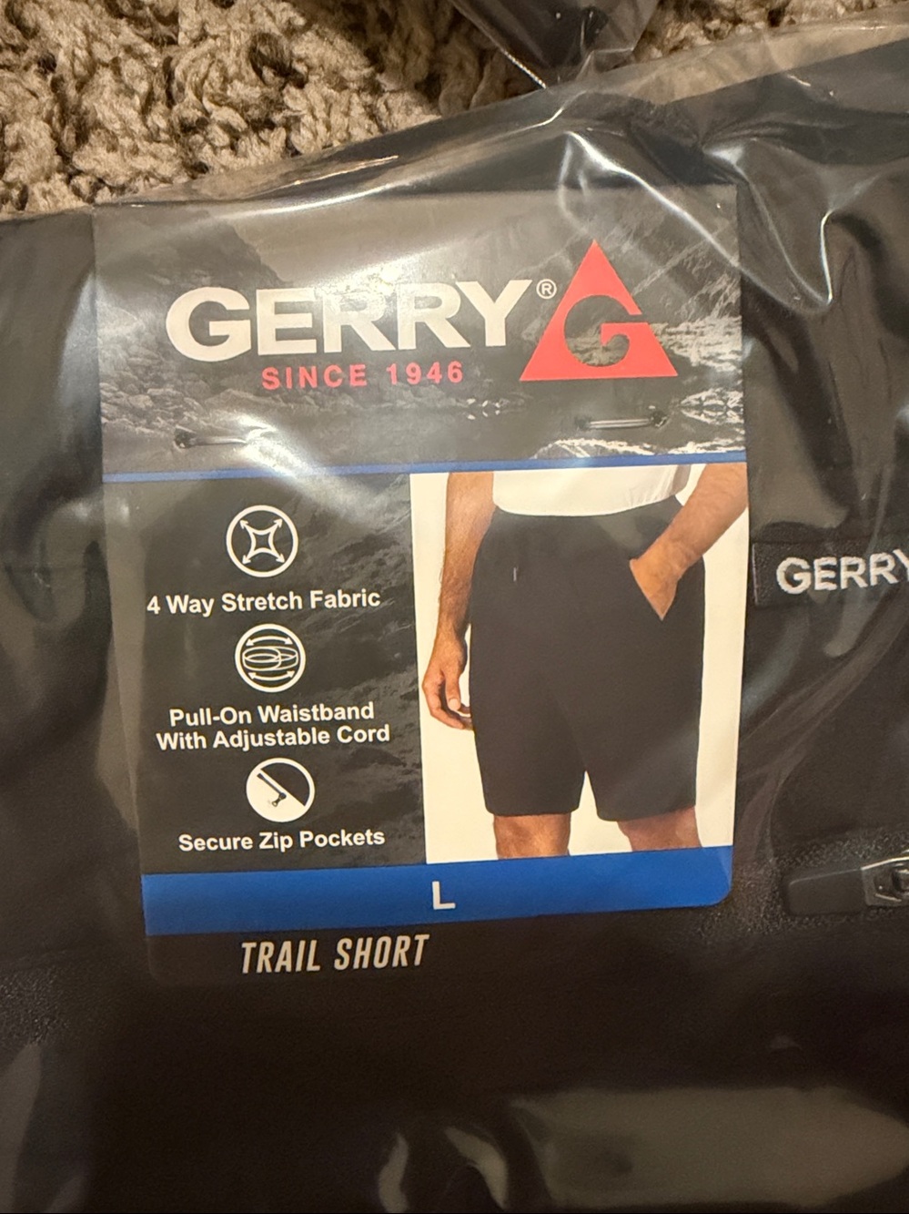 Brand new Gerry Men’s pull-on trail short- Black-L